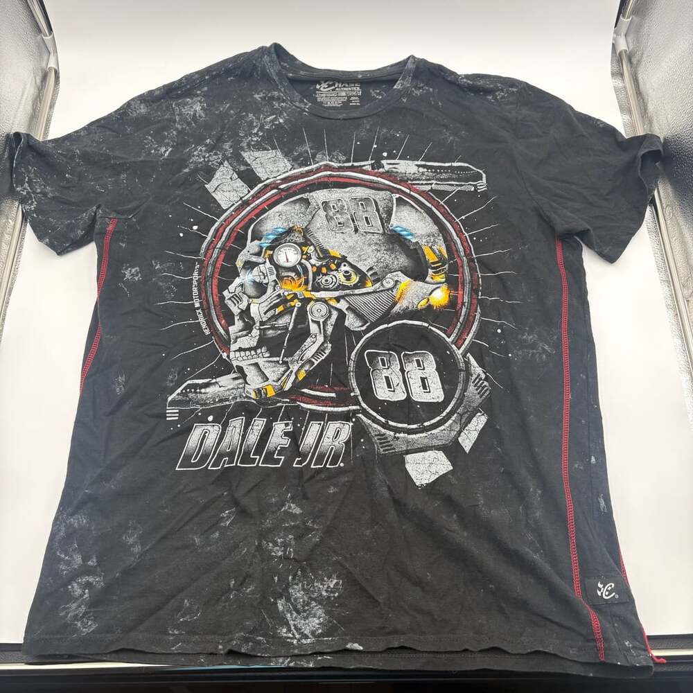 Chase Authentics Dale Earnhardt Jr 88 Nascar Skull Graphic Tee XL Black
